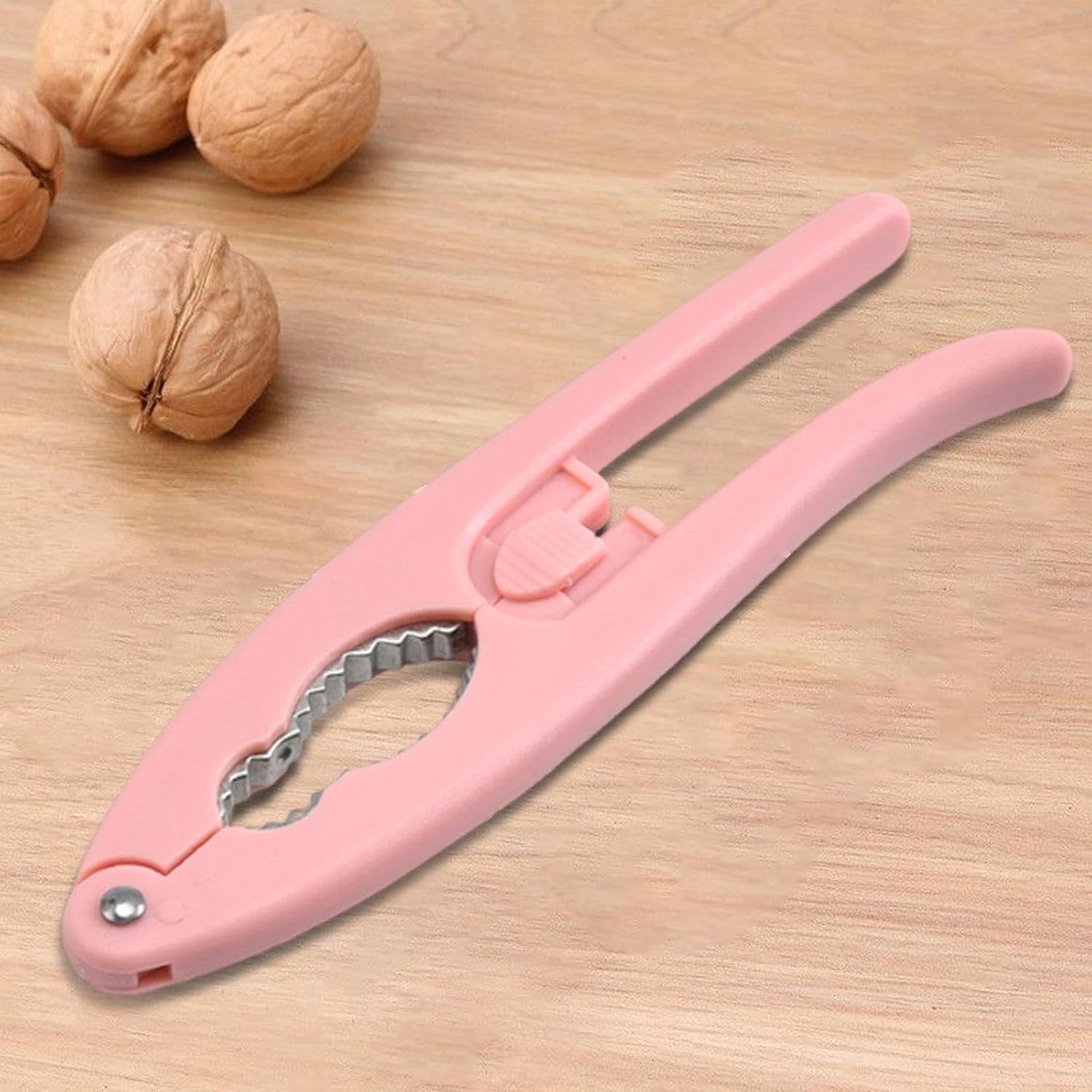 Walnut Sheller Clip Tool Seafood Nut with Long Handle Heavy Duty Multifunctional Nut Nut Opener, Pink