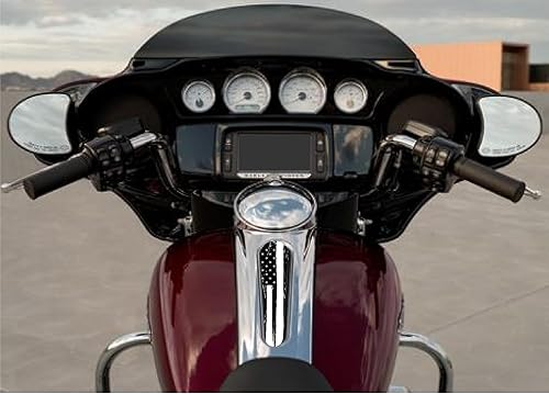 Miniatura 2 de Kustom Cycle Parts Inserto de consola de panel de tablero de metal con bandera estadounidense en blanco y negro de alta calidad. Se adapta a Harley