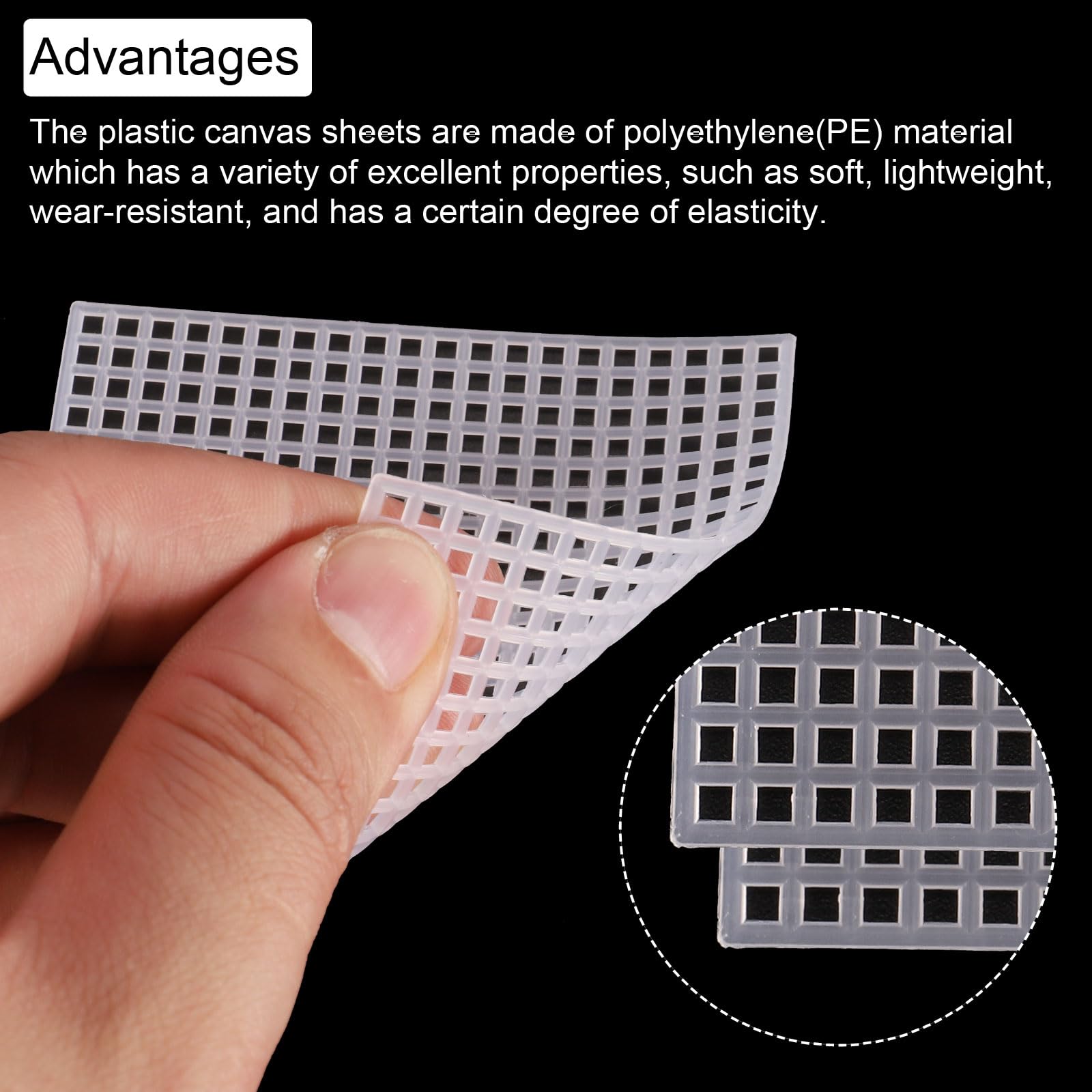 Foglio Tela in Rete Plastica 4pz 8cm/3,1" Quadrata Bianca per Ricamo ad Ago Uncinetto
