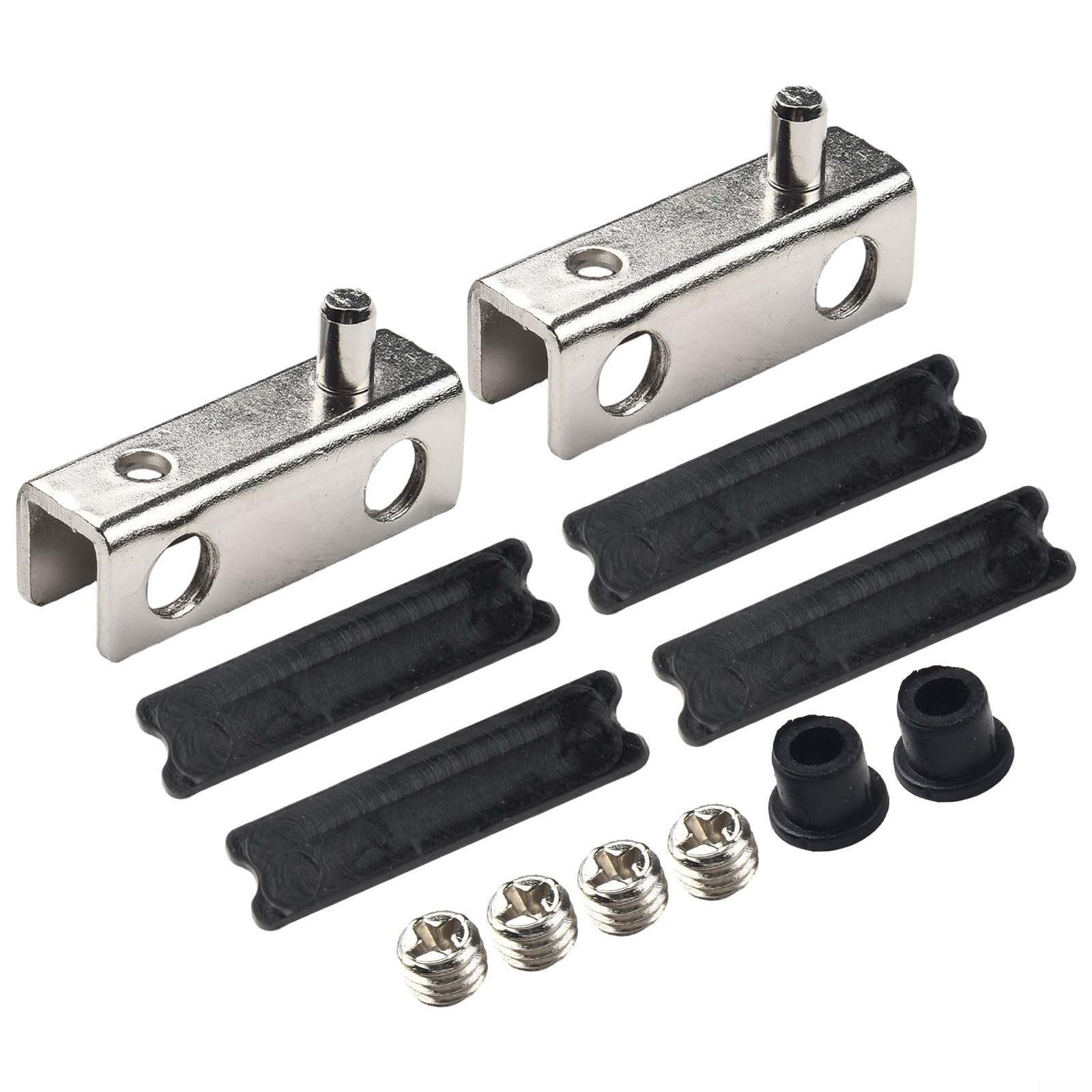 Glass Cabinet Door Hinge 2 Pack, Glass Door Clip Hardware for Showcase Cabinet, Nickel Plated, Black, Chrome Finish, 40 x 13 mm, Iron Construction with Anti- Coating(Nickel-Plated Iron)