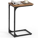 VASAGLE C-Shaped End Table, Small Side Table for Couch, Sofa Table with Metal Frame for Living Room, Bedroom, Bedside, Rustic Brown and Black