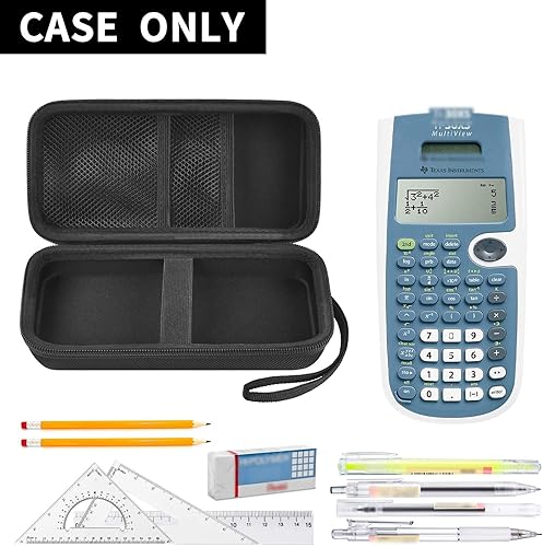 Vista 2 de Funda compatible con Texas Instruments TI-30XS para calculadora científica MultiView, bolsa organizadora de transporte con bolsillo de malla