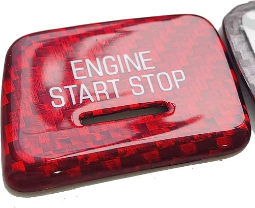 Miniatura 9 de Cubierta de fibra de carbono roja real para el botón de arranque con orificio de luz, compatible con Chevrolet Corvette C7 2014 2015 2016 2017 2018