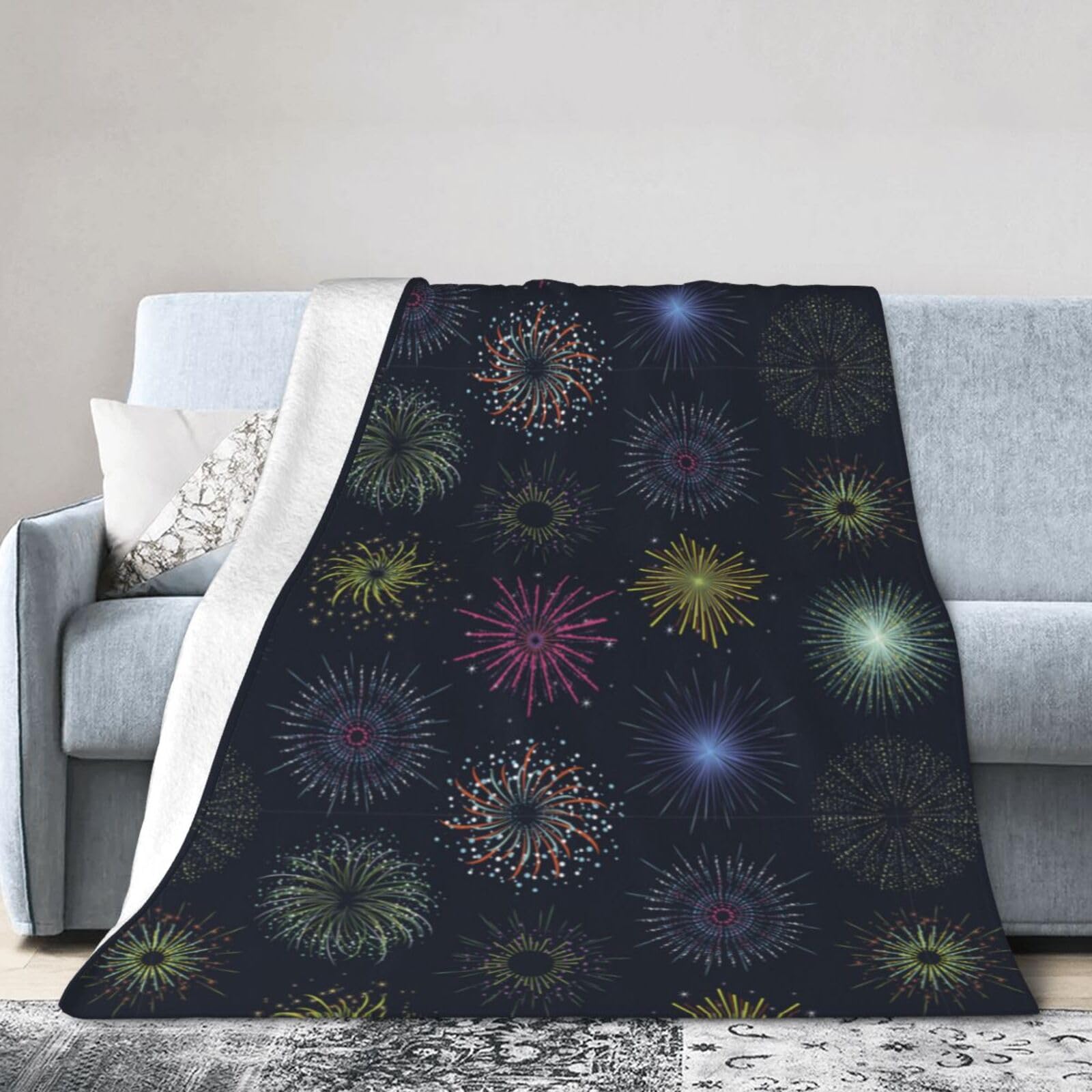 Noble Ren Colorful Fireworks Ultra-Soft Micro Fleece Blanket Winter Warm Soft Lannel Fleece Throw Blanket For Couch Sofa Bed 40"X30"