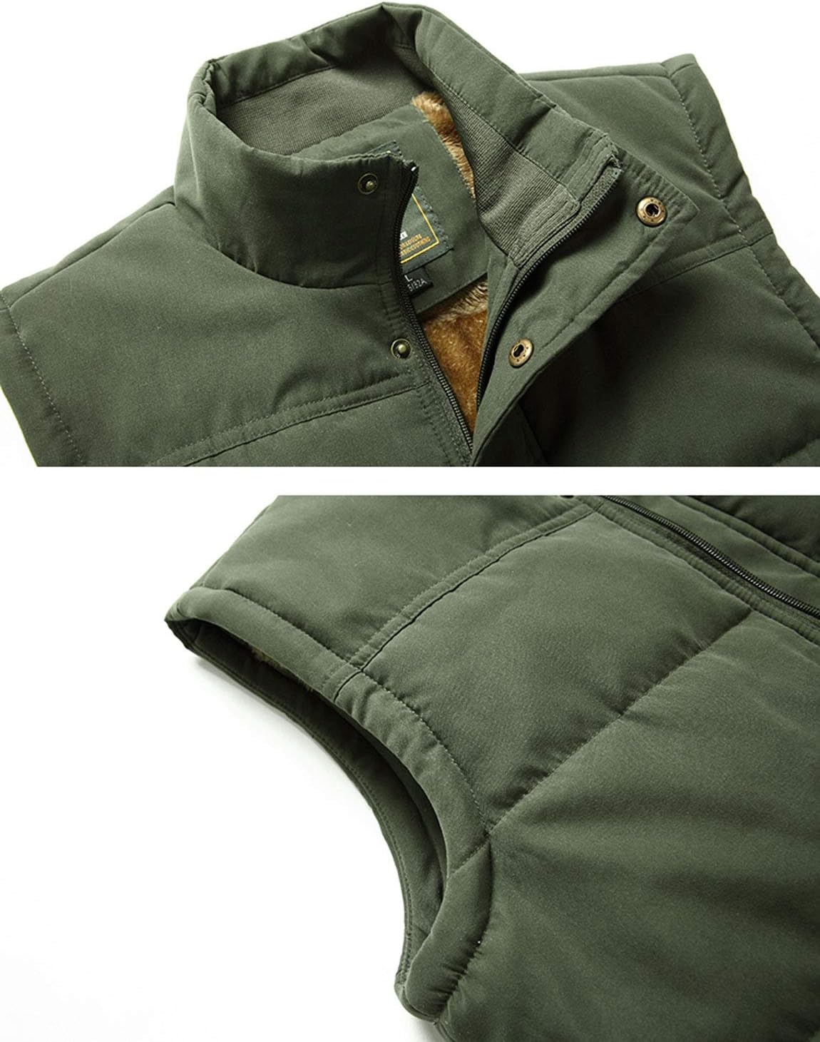 HOW'ON Men's Fleece Vest Winter Warm Puffer Vests Outerwear Sleeveless Jacket - Image 3