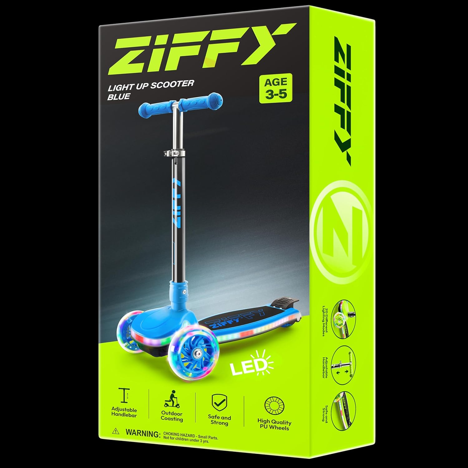 ZIFFY Light-Up Toddler Scooters for Kids 3-8, 3 Wheel Kids Scooter for Boy Girl 110lbs, 20 Dynamic LED Lights, 4 Adjustable Height Ride-on Kick Scooter, Lean-to-Steer Anti-Slip Wide Deck by JOVA - Image 8