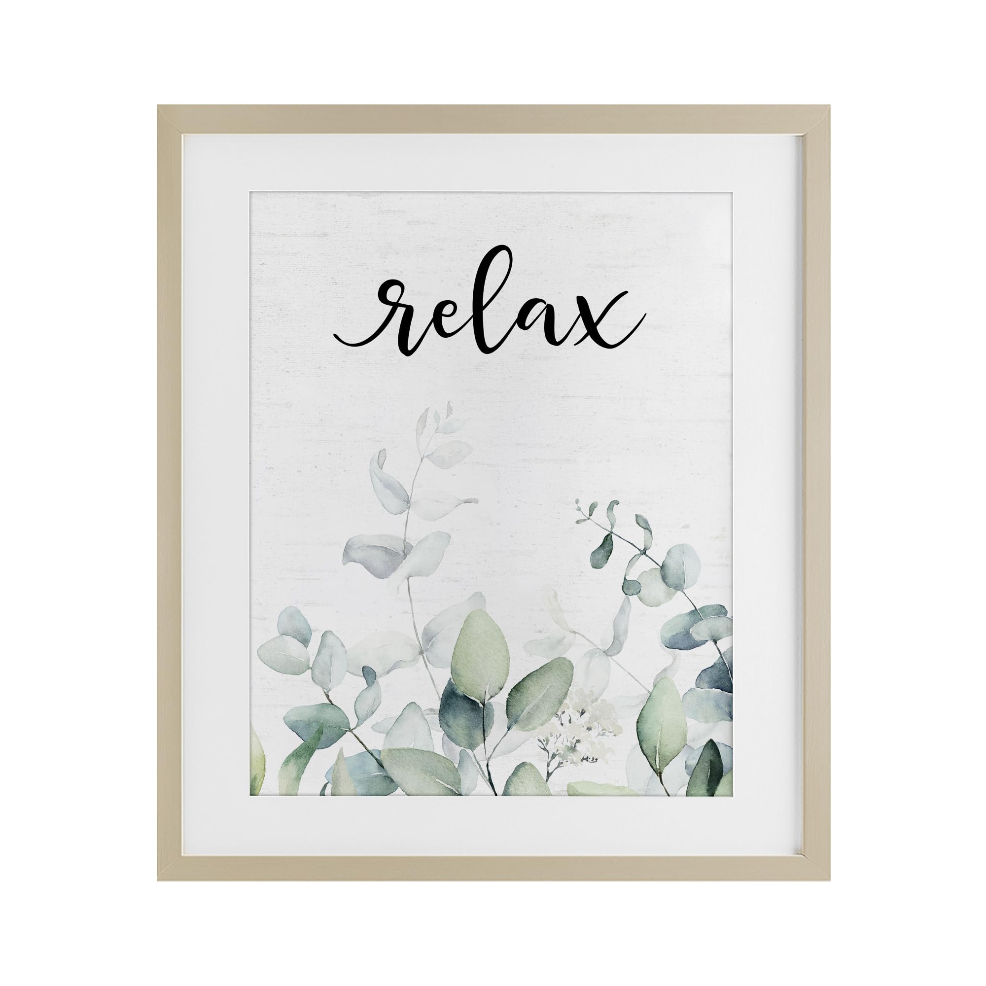 Affiche encadrée Relax Leafy Herbs Stupell cadre bouleau sous verre 53x43 cm