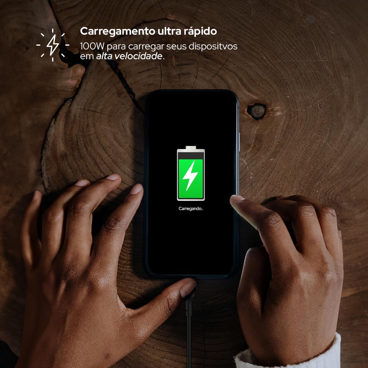 WB Carregador Quatro portas USB-A e USB-C 100W, Preto