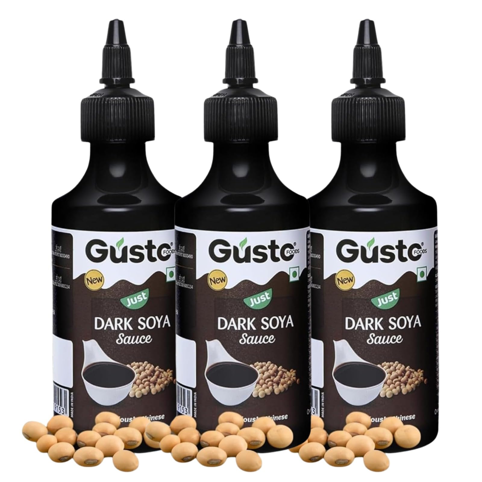 Gusto Foods Dark Soya Sauce Combo, 210gm, Pack of 3, Premium Soy Sauce for Cooking, Versatile Seasoning for Asian Cuisine, Deep Umami Flavor, Great for Stir-Fry and Marinades