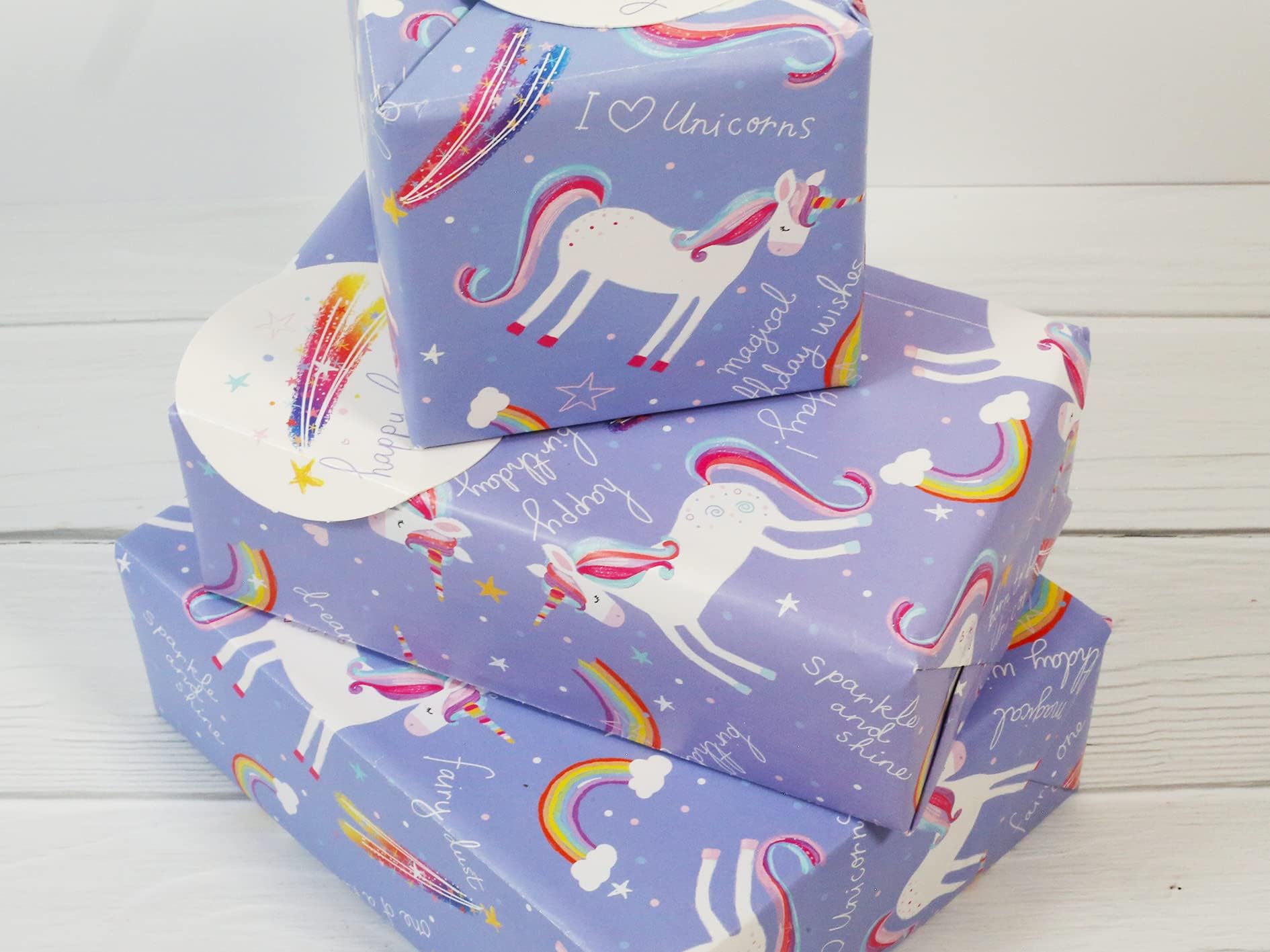 Abacus Gift Wrap/Wrapping Paper Pack. 11360A. 'Unicorn', 2 Sheets & 2 Tags