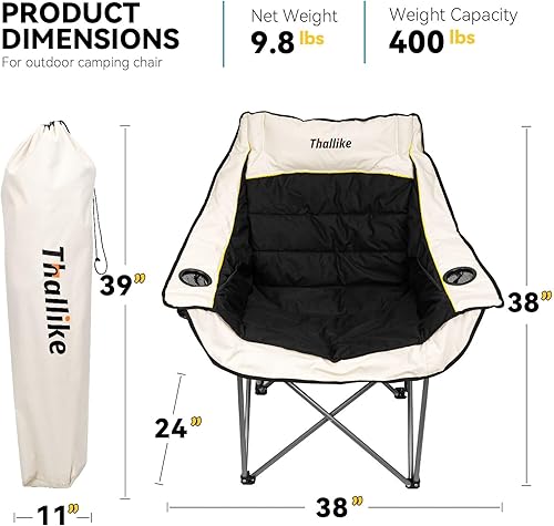 Miniatura 3 de Silla de campamento de gran tamaño para adultos  Silla plegable resistente con portavasos, bolsillo de almacenamiento y bolsa de transporte  Silla
