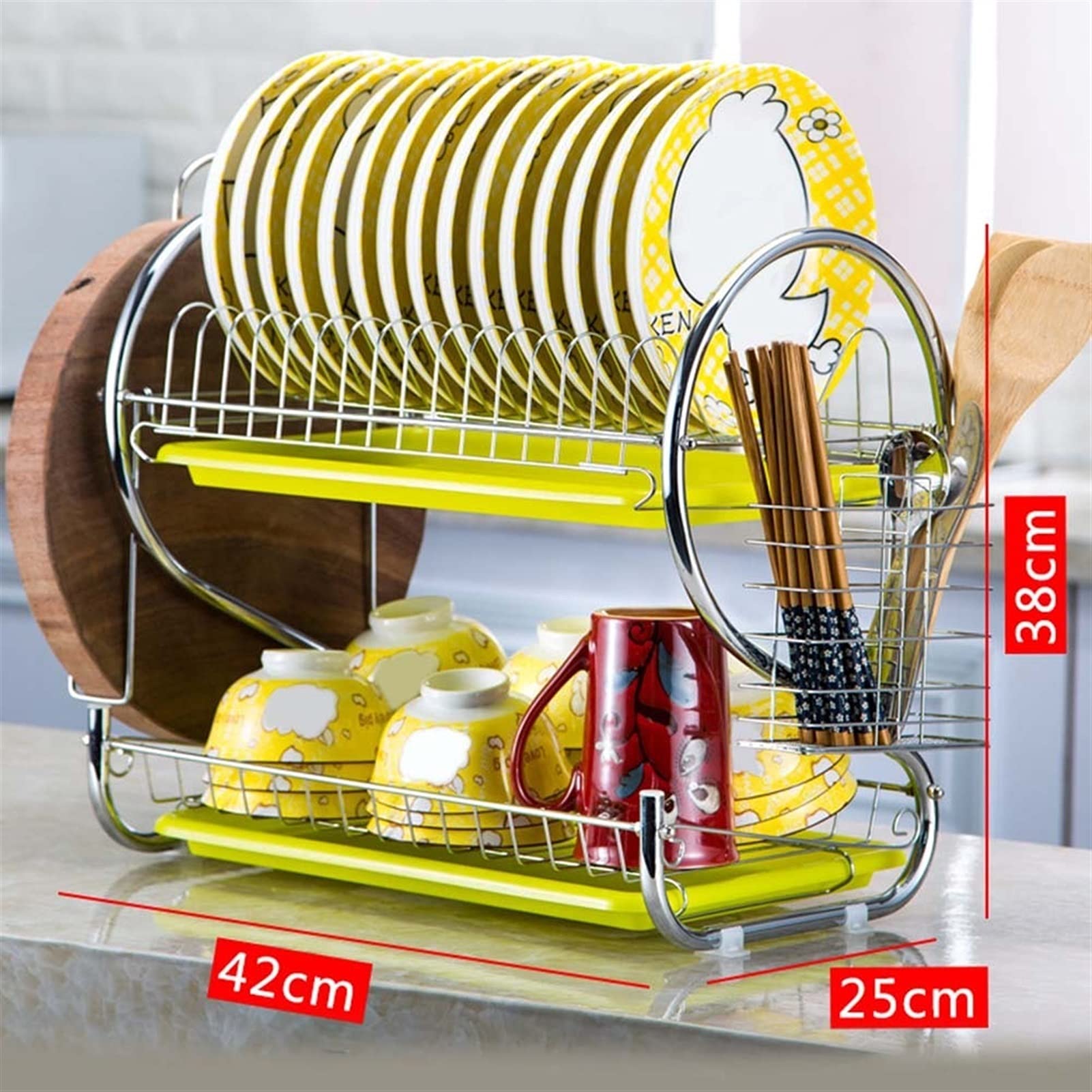 Geschirrkorb 2 eile schüssel abtrohre edelstahl trocknende rackschüssel schüssel ableiten regal trockner tray halter küche organizer Geschirr Abtropfgestell ( Color : A , Number of Tiers : 2 tier )