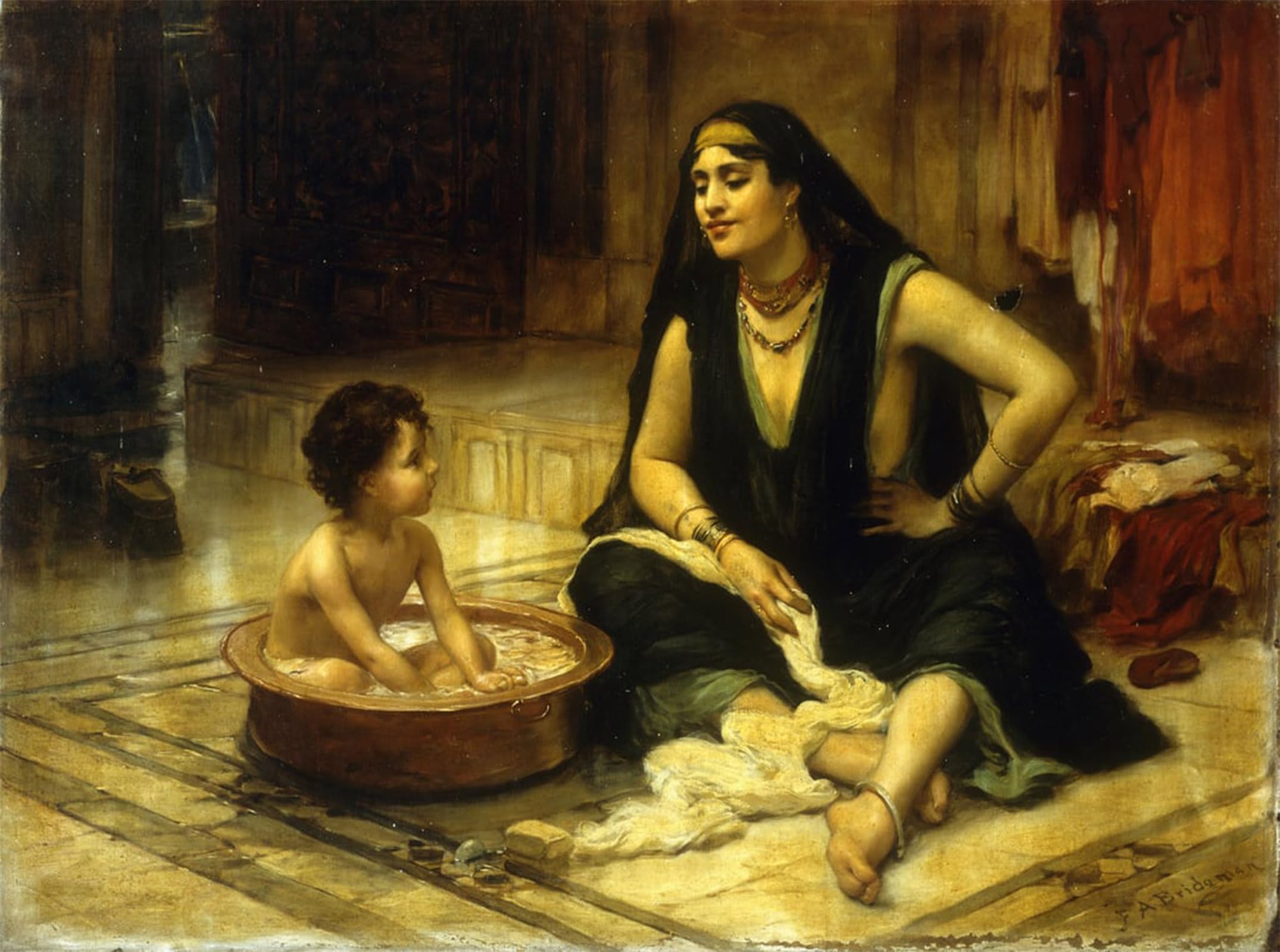 ARTXLXXBN Famous Art Print Poster Vintage Wall Art Fellahin and Child by Frederick Arthur Bridgman Canvas Art Poster for Home Decor 60x90cm