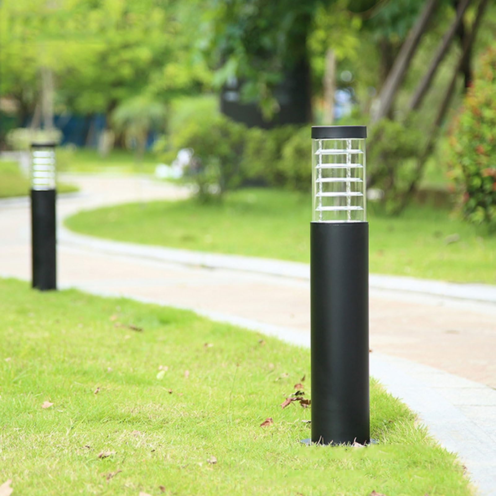 Farol Pie Sobremuro Exterior Lámpara de poste industrial cilíndrica Lámpara de Columna de Aluminio IP55 Impermeable Exterior Patio Jardín Pilar Luz for Patio Patio Sendero Paisaje Calle Linterna(Size: