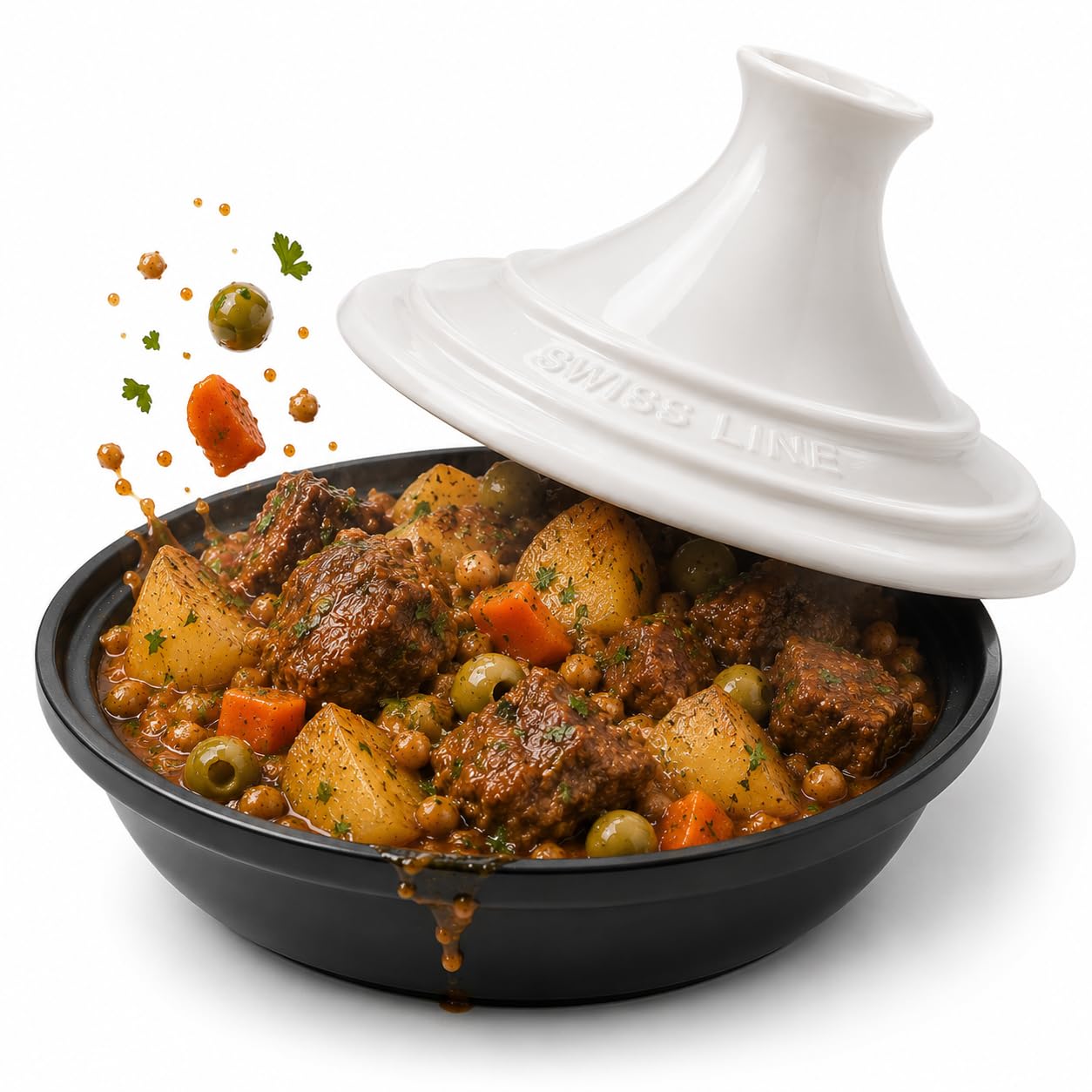 Swiss Line Switzerland - Tajine - 30 cm - Keramiek - Inclusief Inclusief Indutied (Wit)