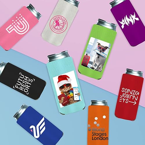 Miniatura 7 de Fundas para enfriar latas personalizadas, delgadas, acogedoras, a granel, personalizadas, con imagen, texto, logotipo, aisladas, para botellas,