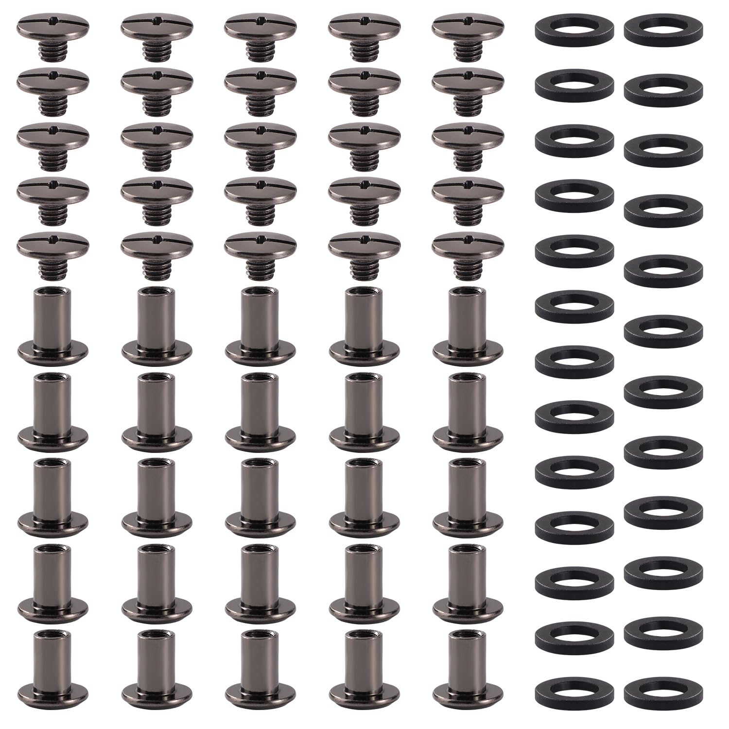 YIXISI 25 Set M5x8mm Chicago Binding Screws Kit, Book Binding Rivets, Leather Rivets, Binding Screws Posts