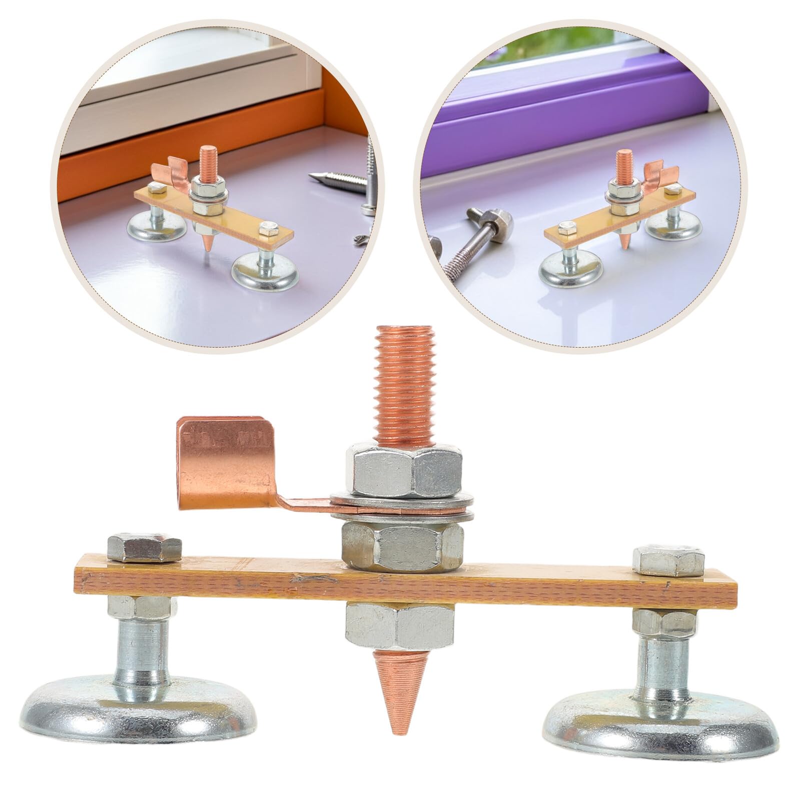 Morsetto di Messa Terra Magnetico per Saldatura 2 Pezzi Rame | Doppio Lato con Coda Filo, Compatibile con Saldatrici e Cavi di Massa Spessi per Auto