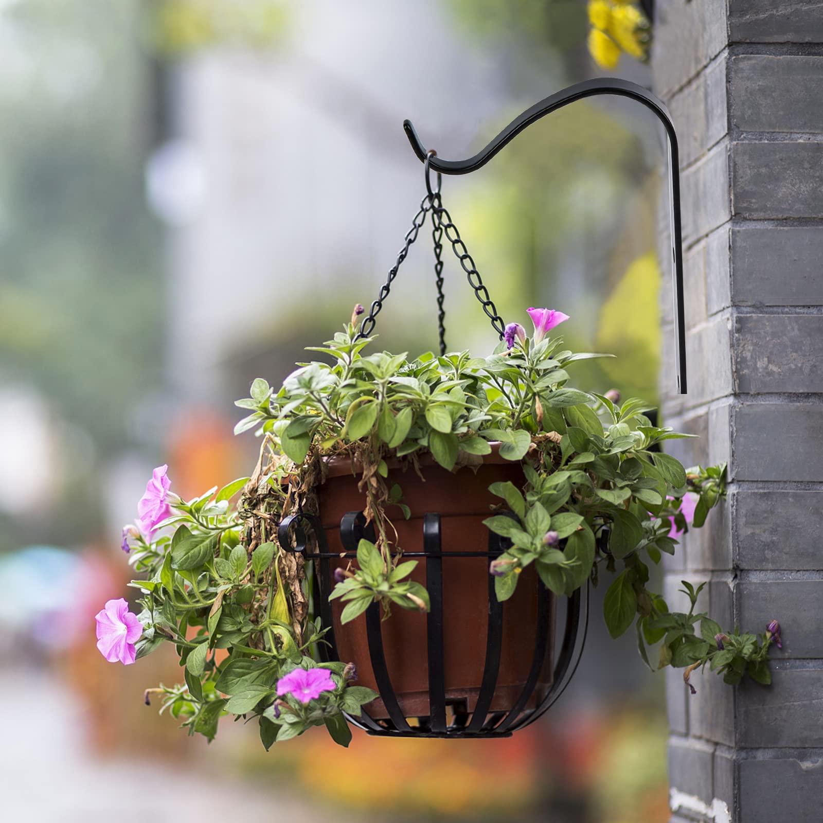 MplehDa Blumenampel Halterung, 4 Stück Blumenampelhalter Eisen Wandhaken, Blumenampel Wandhalter Haken 11cm zum Aufhängen von Pflanzer Vogelhäuschen Laterne Windspiele Wandleuchte Garten