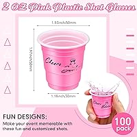 Vista 2 de Lounsweer 100 vasos de plástico de 2 onzas, vasos desechables, mini vasos de plástico para fiesta de despedida de soltera, degustación