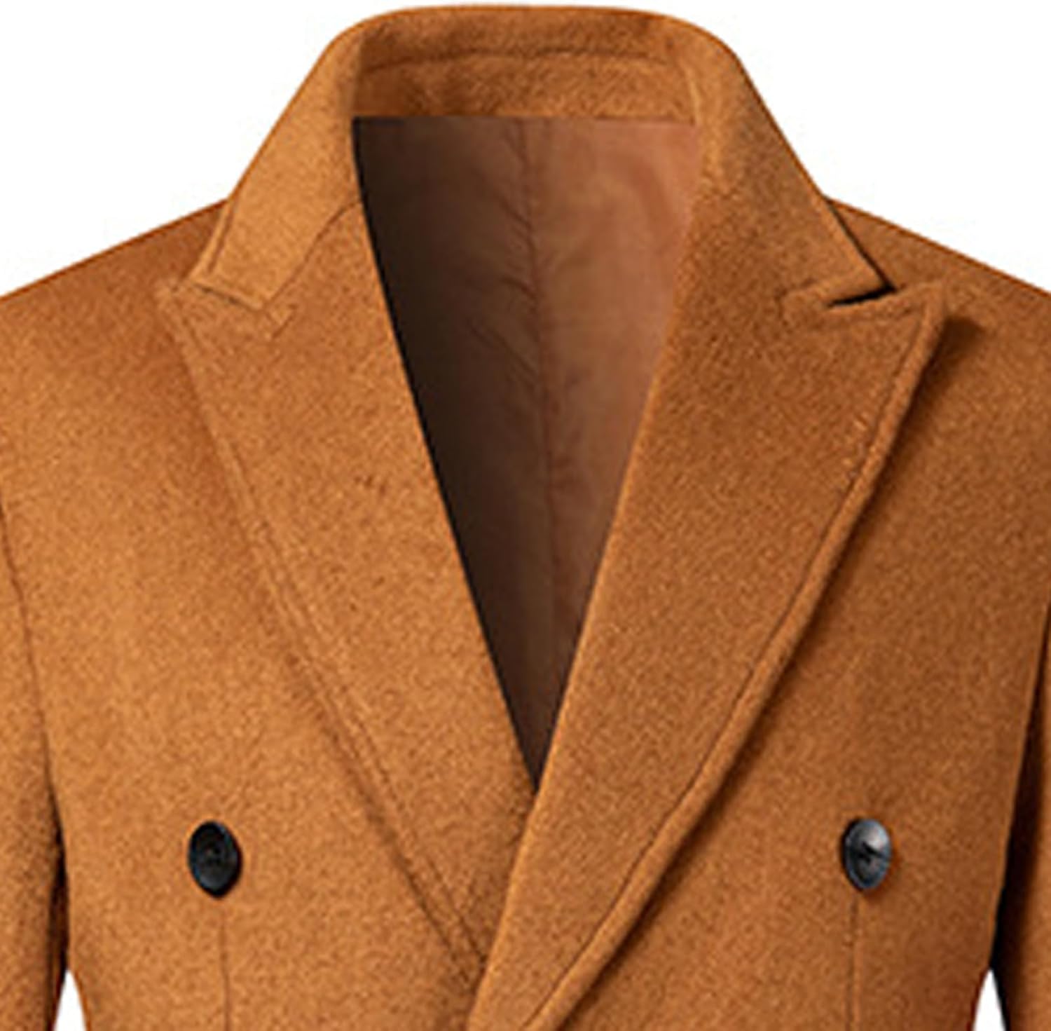 Sexyshine Mens Full Length Wool Trench Coat Notched Lapel Double Breasted Long Overcoat Windbreaker Pea Coat Jacket - Image 2