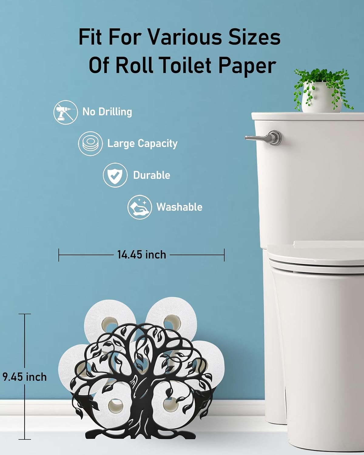 Life of Tree Toilet Paper Holder Stand for Extra 8 Rolls, Funny Decorative Free Standing Toilet Paper Storage, Farmhouse Bathroom Animal Decor Accessories Storage Cabinet