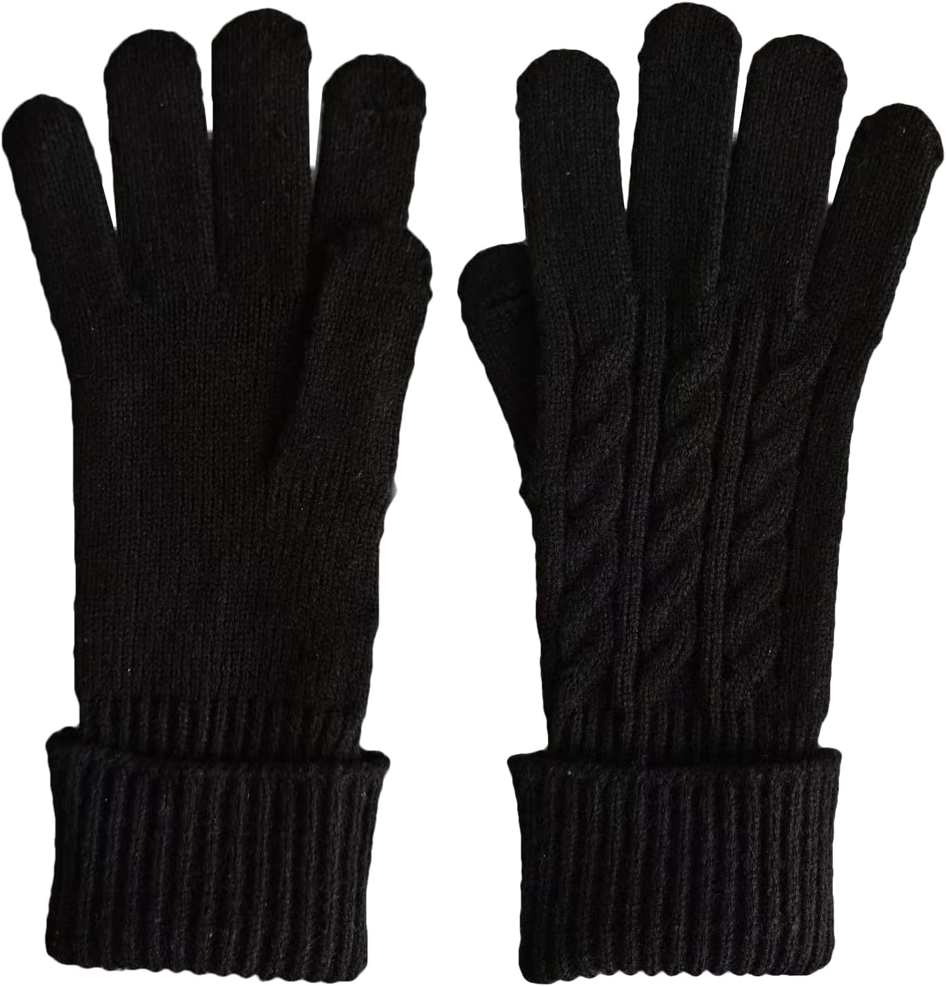 Winter Warm Magic Gloves for Women Men Long Knit Gloves Black Touchscreen Gloves for Cold Weather
