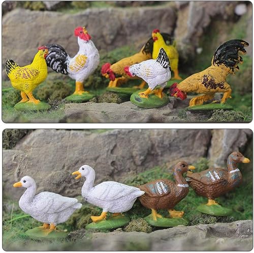Miniatura 3 de 30pcs O Gauge Farm Animal 143 Escala Pintada Pollo Pato Ganso PVC Modelo Tren Diseño AN4304-30-AMUS