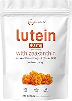 Vista 1 de Micro Ingredients Cápsulas blandas de luteína y zeaxantina de 40 mg, 240 unidades, con astaxantina, omega-3 y fosfolípidos, vitaminas para la salud