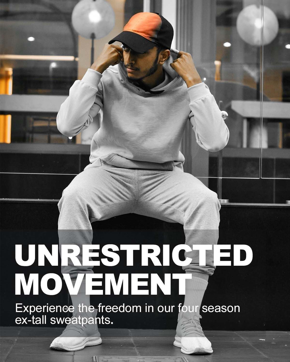 Zylioo Men's Extra Long Sweatpants with Pockets Fits Over 6ft Open Bottom Joggers Wide Leg Athletic Pants for Tall Men - Image 8