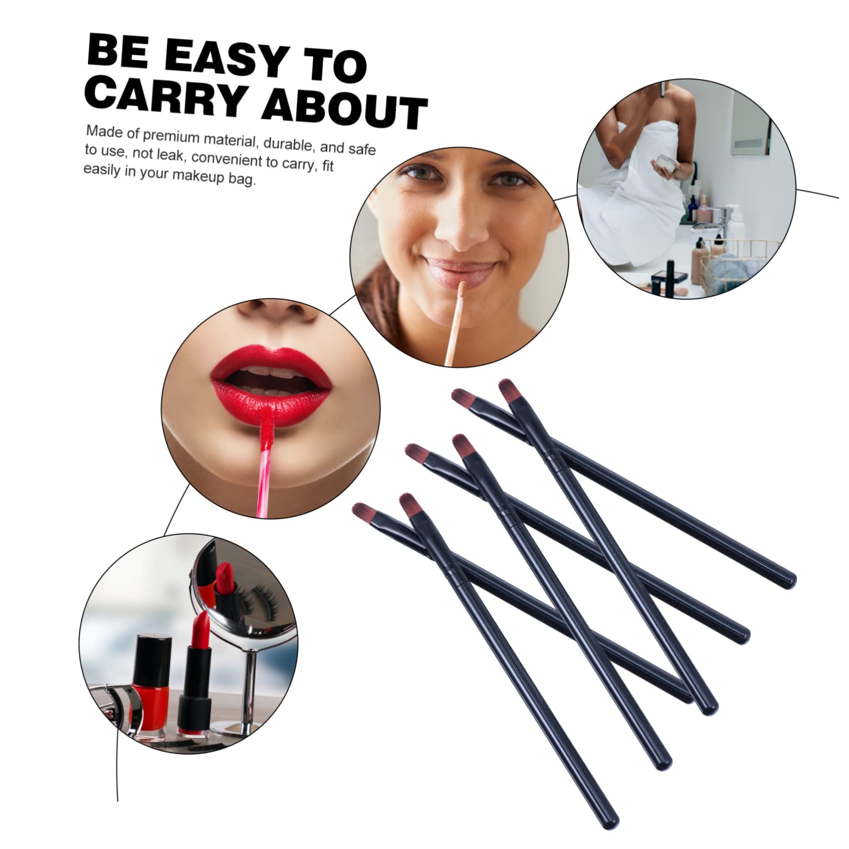 FOMIYES Ergonomic Handle Lip Brush 50pcs Lip Makeup Brush Set Lipstick Applicators Easy to Use