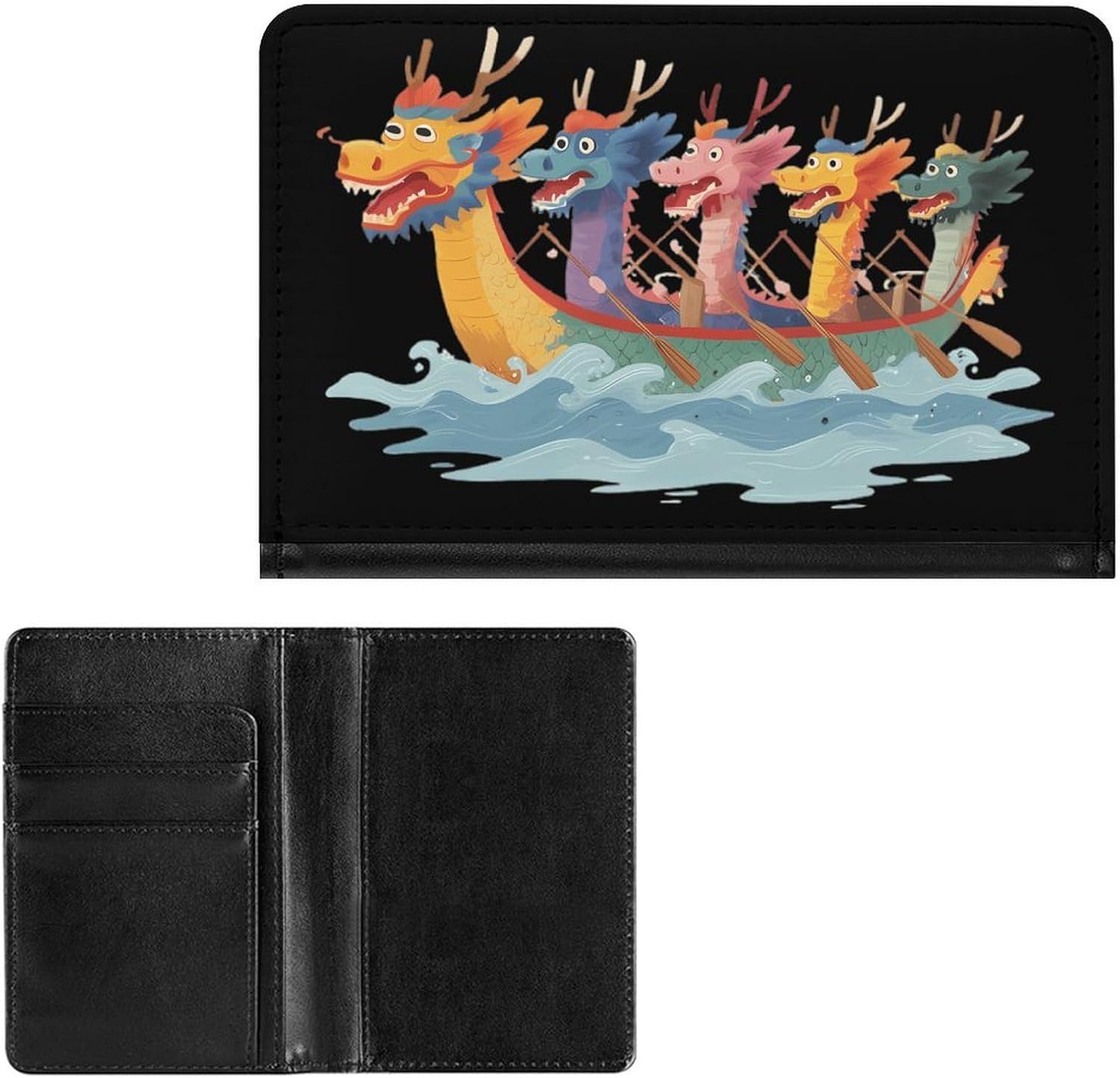 The Dragon Boat Festival Travel Passport Holder Passports Protective Cover for Women Men with Card Slots