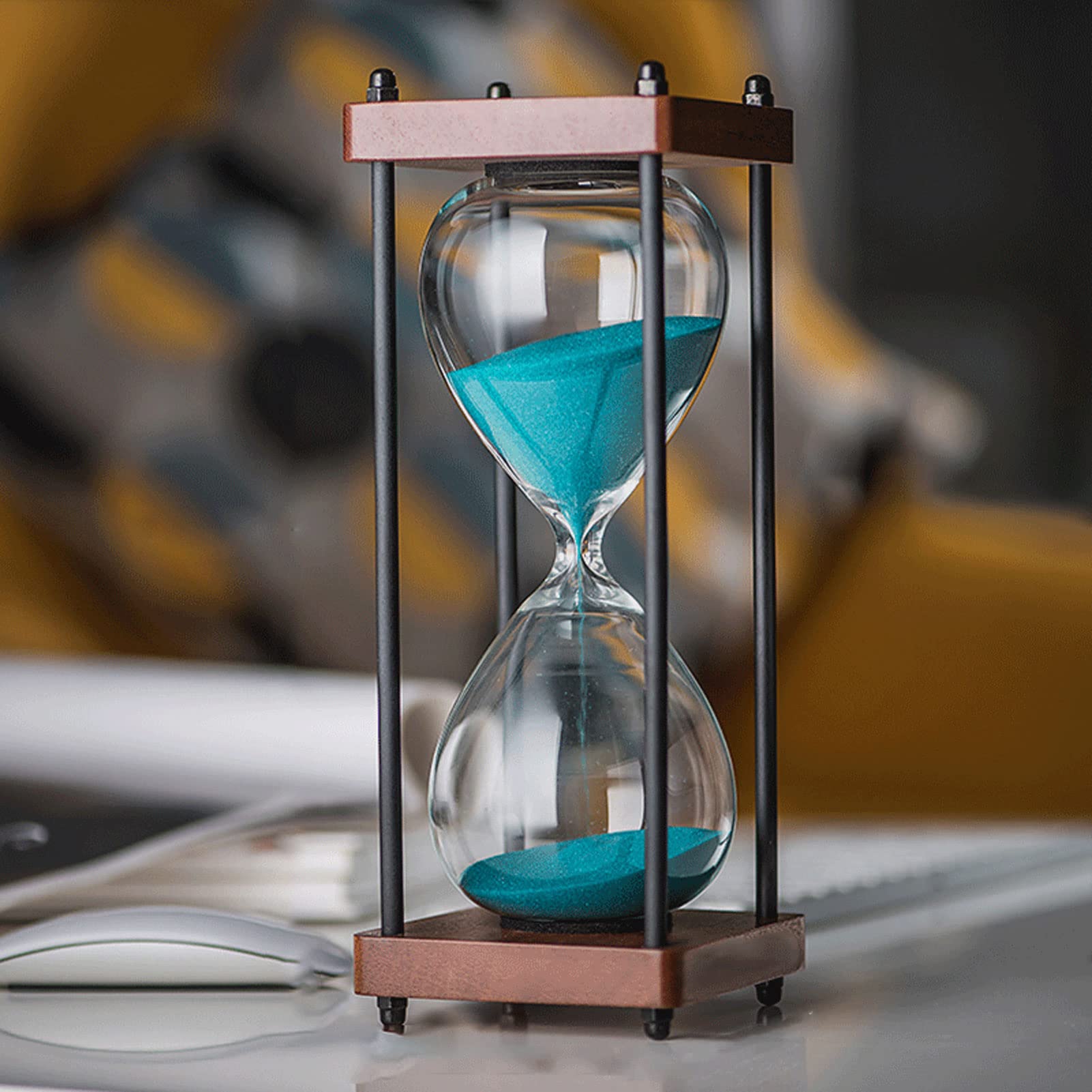 Sanduhr-Timer, Sanduhr-Timer, Holz-Sanduhr, großer Timer, Sanduhr-Timer, dekorative Sanduhr, 15 Minuten, geeignet for Kinderzimmer, Küche, Spiele, Heimbüro-Dekoration, kreative Geschenke (Color : Cya