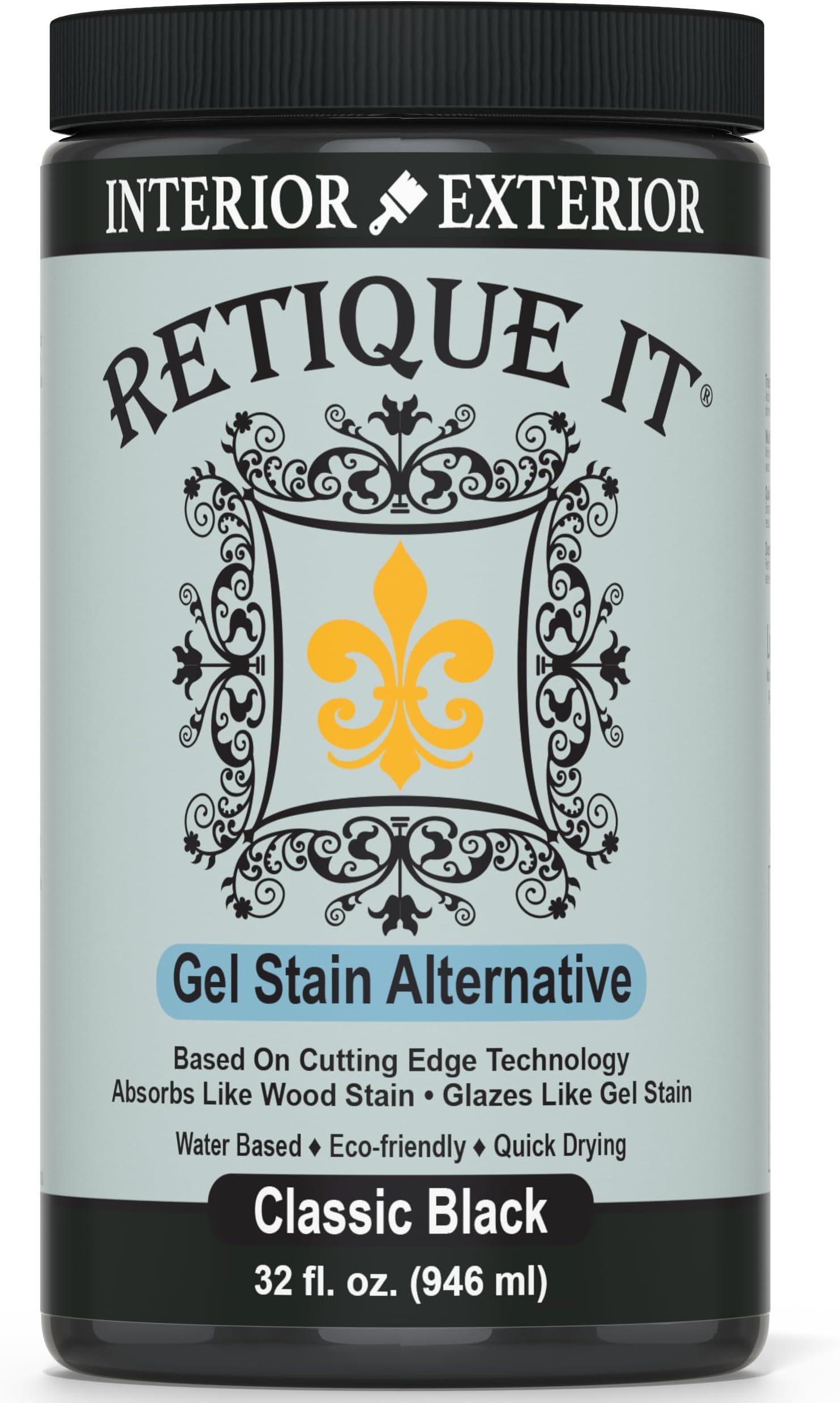 Water-Based Gel Stains by Retique It (32oz Stain, 10 Classic Black)