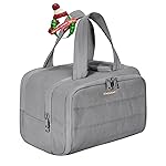 BAGSMART Travel Toiletry Bag, Lightweight Large Wide-open Travel Bag for Women, Puffy Cosmetic Makeup Bag Organizer with Handle for Accessories,Essentials, Toiletries, Grey