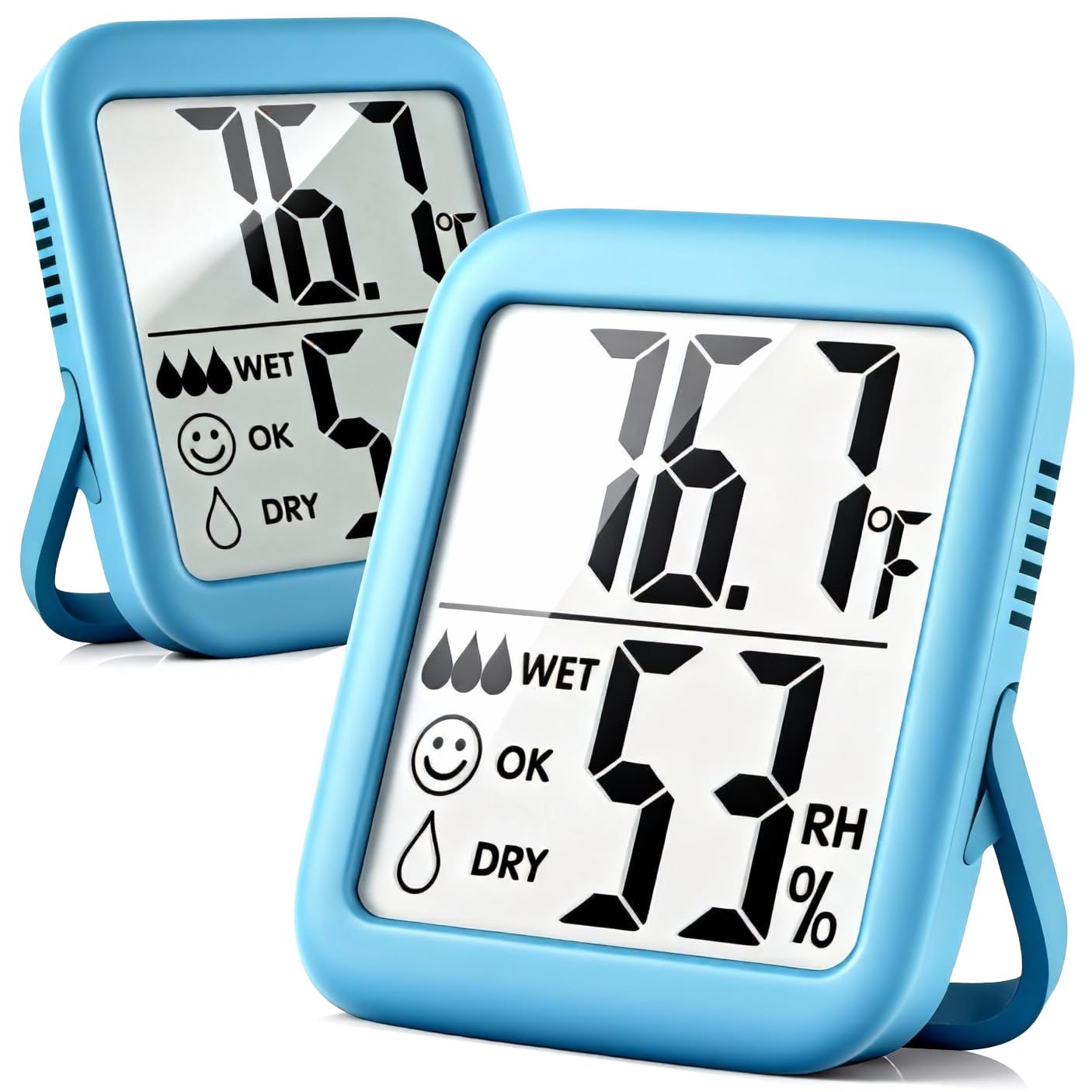 Humidity Gauge, 2 Pack Max Indoor Thermometer Hygrometer Humidity Meter Temperature and Humidity Monitor with Dual Sensors for Bed Room, Pet Reptile, Plant, Greenhouse, Basement, Humidor, Guitar