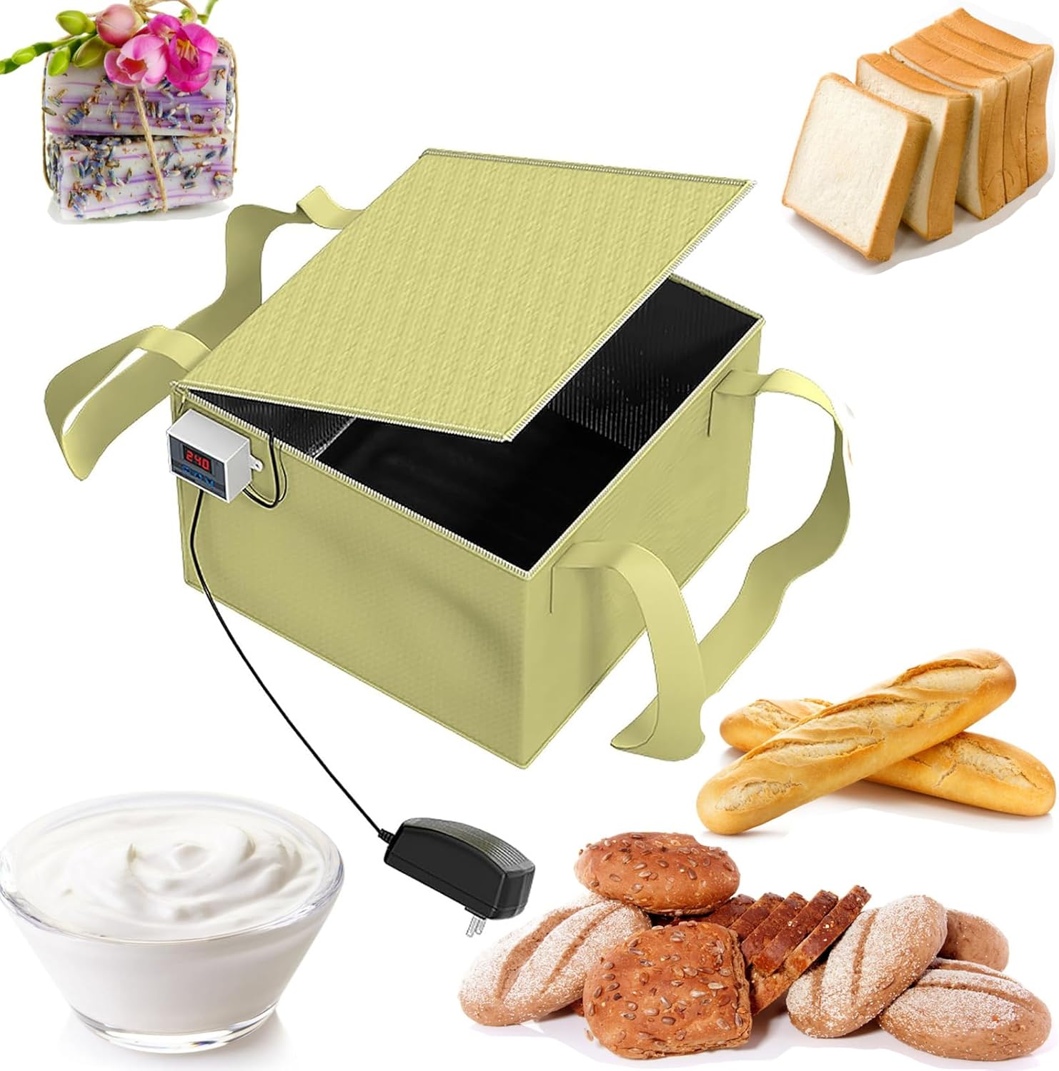 Sourdough Bread Making Tools Kit - Dough Proofer with Precise Temperature Control for Family & Restaurant Bakers - Reusable, Low-Temperature Heating - Perfect for Bread, Yogurt, Natto