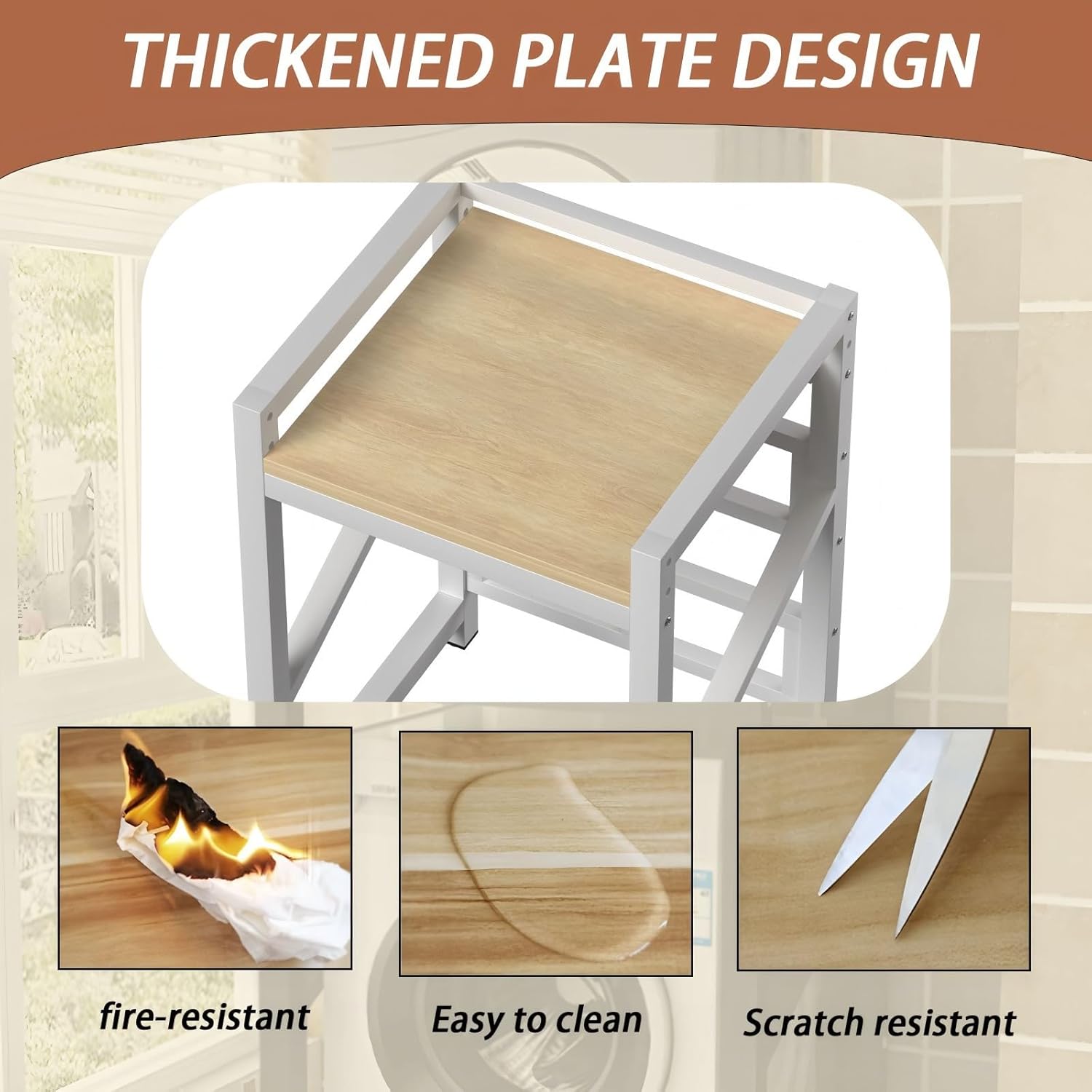 Washing Machine and Dryer Cabinet Adjustable Stacking Set Over Washing Machines Storage Rack Over Washing Machine with Non-Slip Feet for Kitchen Balcony