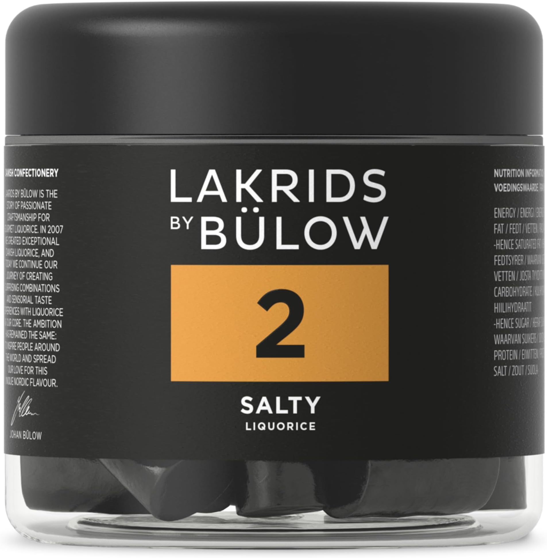 LAKRIDS BY BÜLOW - 2 - Black Licorice - Salty - 5.3 oz - Vegan Salmiak Licorice from Scandinavia - Gluten Free & Gelatine Free - Swedish Candy Alternative