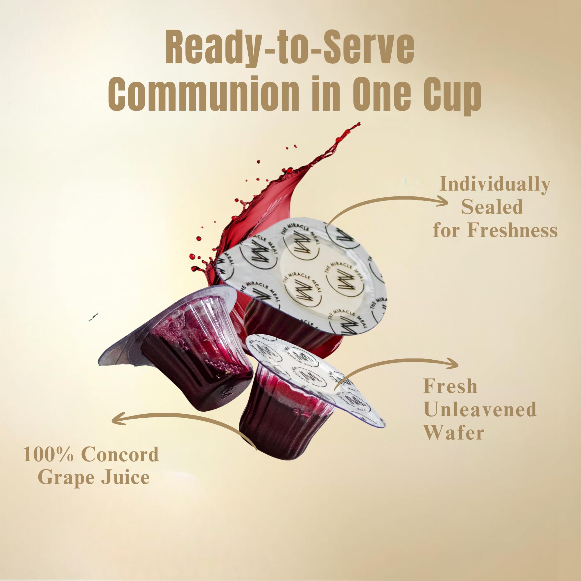 Christmas Edition Communion Cups | The Miracle Meal – 20 Pre-Filled Cups with Juice & Wafer | Celebrate Faith & Joy