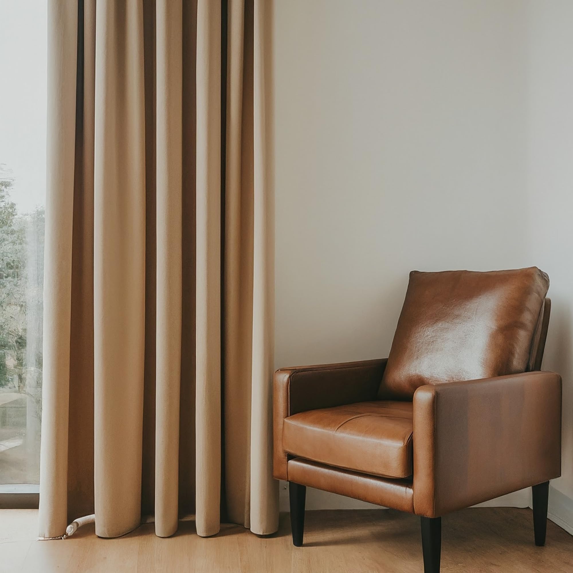 GARDINESTAN JUNG CFO GmbH Vorhänge Blickdicht Thermovorhang Hitzeschutz Gardinen Wohnzimmer Schlafzimmer 2er Set (245 x 140 cm (HxB) (Cappucino)