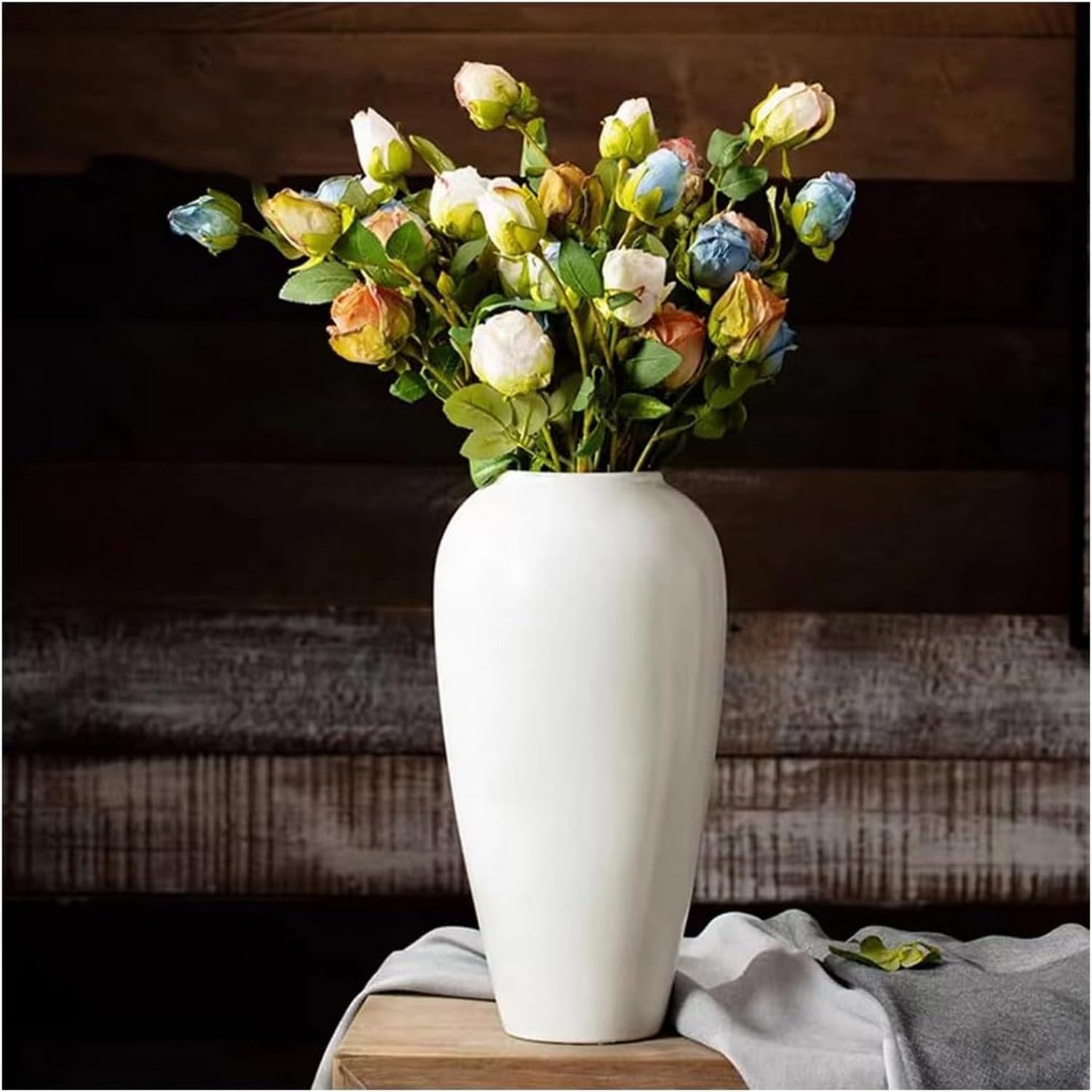 SnamicE Vase Ceramic Flower Vase White Vases for Decor,Ceramic Vases for Home Decor,Large White Vase for Pampas Grass, Modern Minimalist Style Decoration Vase,C