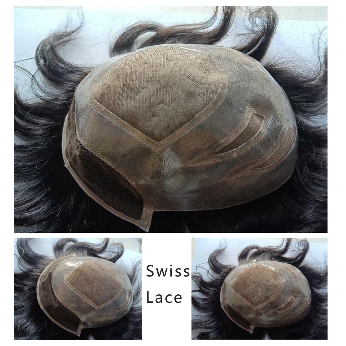 SeraphicWig Hair System For Men Swiss Lace Pu Front And Back Mens Toupee Durable Toupee 100% Human Hair Men's Hairpieces 8x10 Inches Base Size Hair Replacement System for Men - Image 4