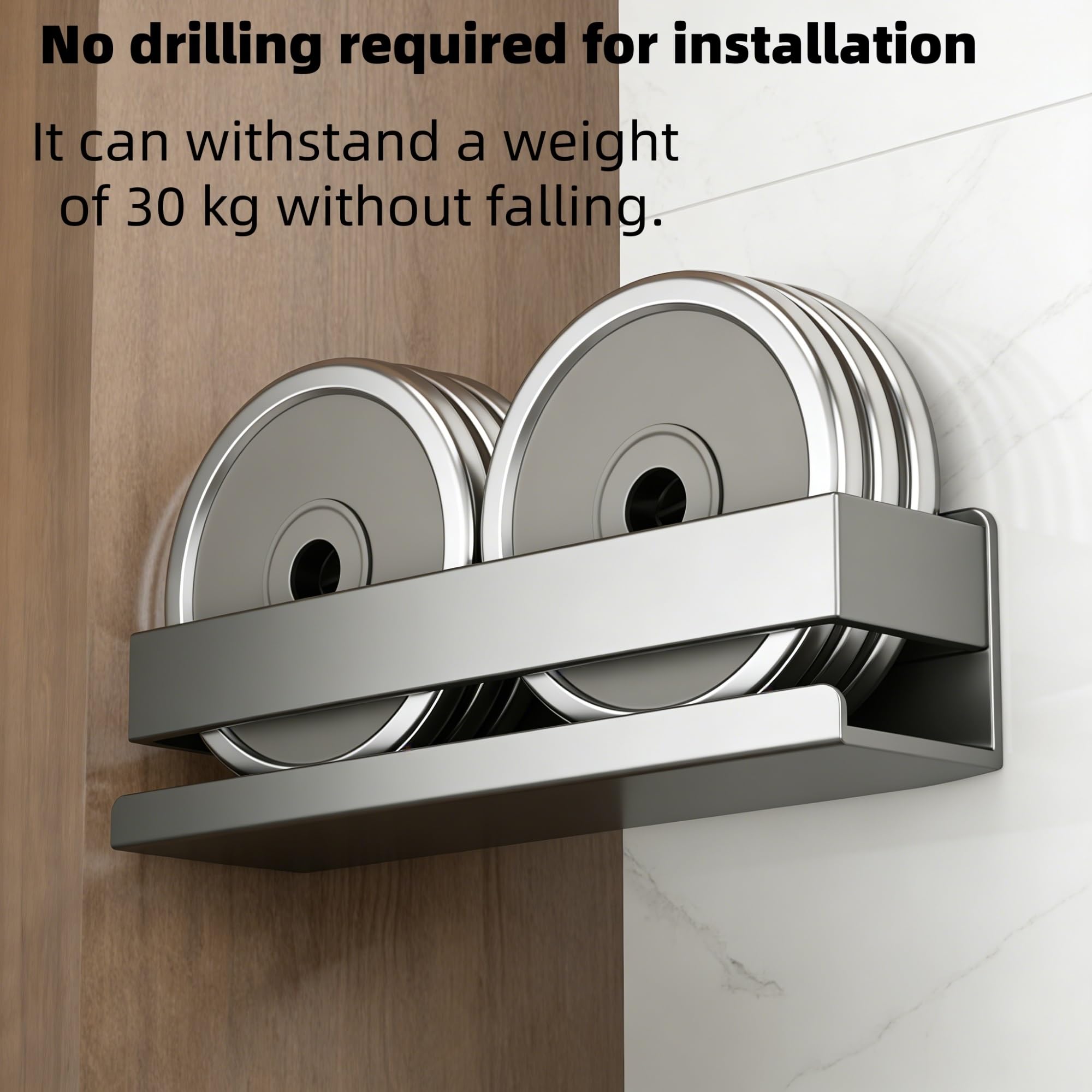 Estante de especias de cocina montado en la pared, organizador de condimentos de Metal sin taladro, estante de almacenamiento que ahorra espacio for aceite(60x10x8cm/23.6x3.9x3.1in)