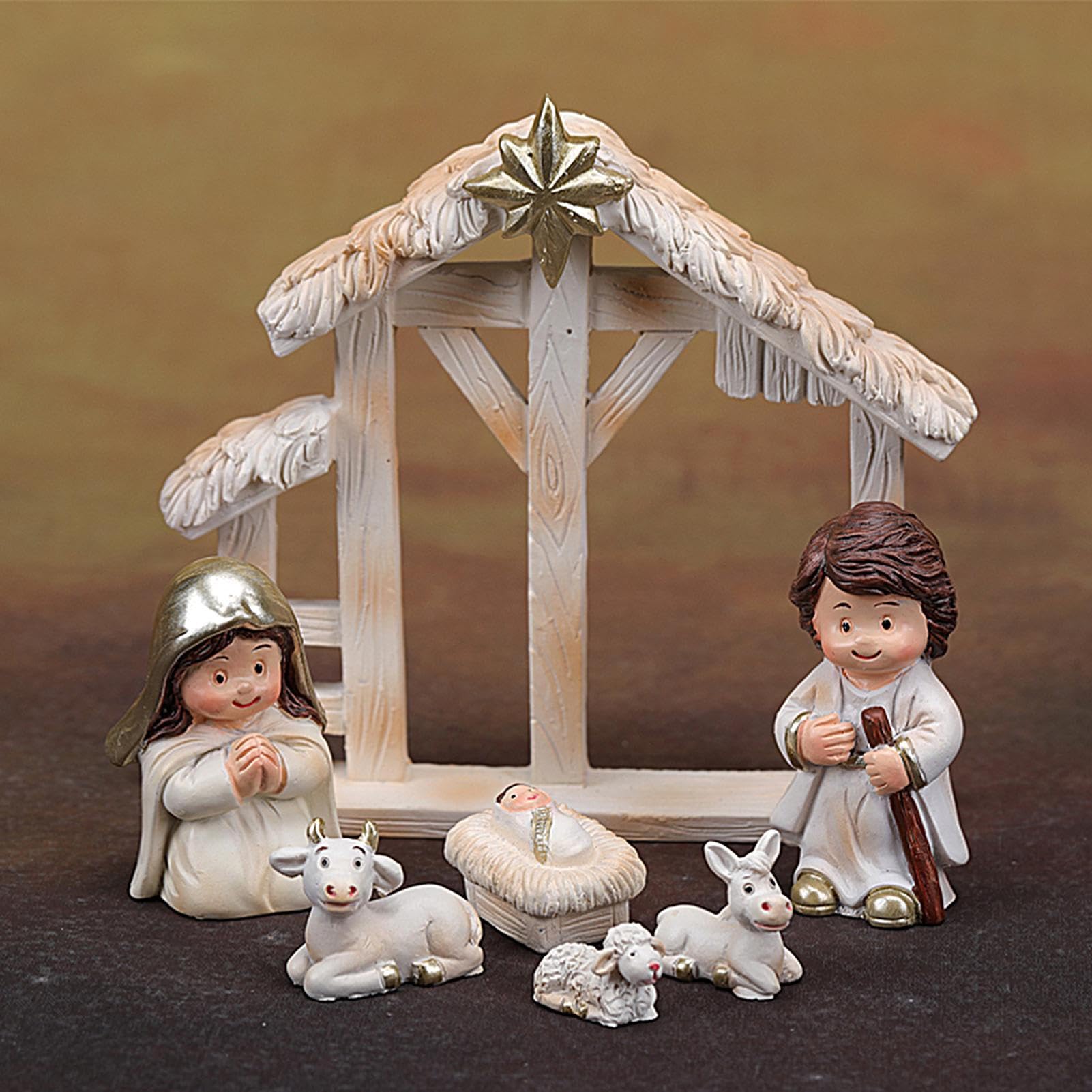 Set di 12 statuette della famiglia sacra in resina, Gesù