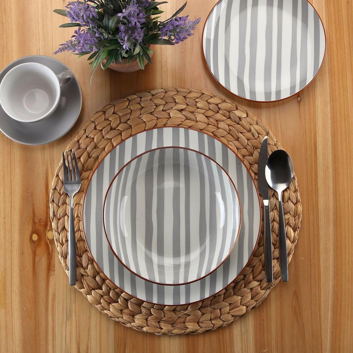 Versa Set de Vajilla Venecia 18 Piezas Gris Porcelana