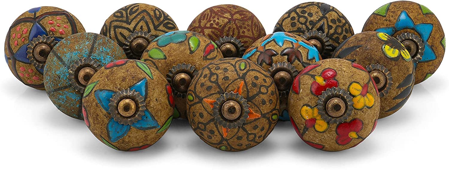 Craft Trade Brown Door Cabinet Knobs for Dresser Drawer Vintage Closet Ceramic Knob Pull Handles Cupboard Wardrobe Knobs for Kitchen Furniture Home Décor