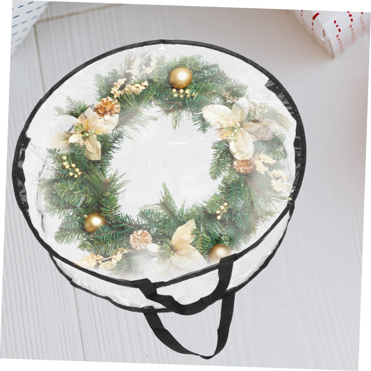 24 Inch Christmas Wreath Storage Bag Large Capacity Garland Organizer with Handle Zippered Protective Pouch for Holiday Decoration Storage