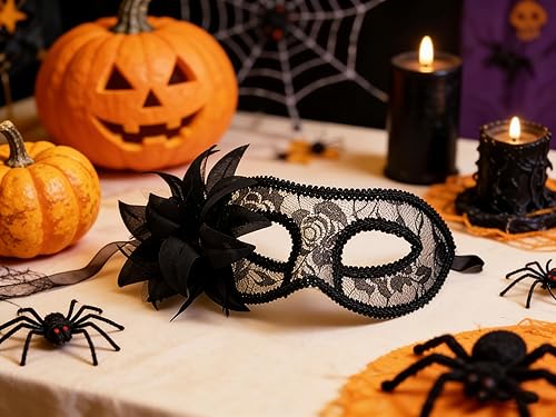 Miniatura 3 de Máscara de mascarada negra para mujer, máscaras venecianas de Mardi Gras, suministros de disfraz de Halloween, fiesta de graduación