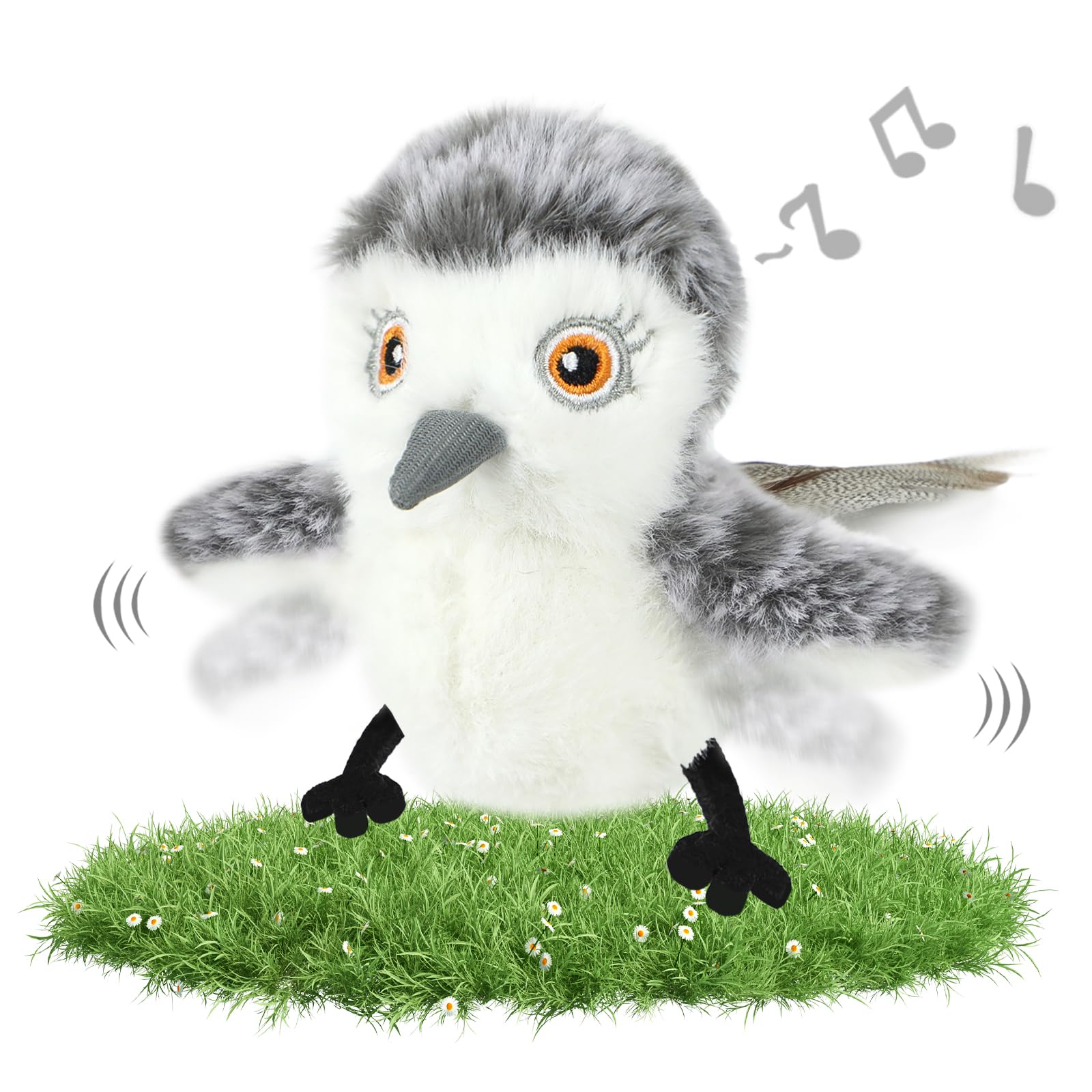 Nepfaivy Cat Toys Flapping Bird, Interactive Catnip Toys for Cats Realistic Plush Simulation Chirping Bird Cat Toy